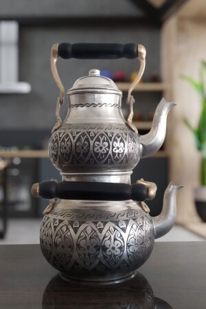 Antique Embroidered Copper Teapot Set 2.7 Lt dop10807691igo - Binbir Trend