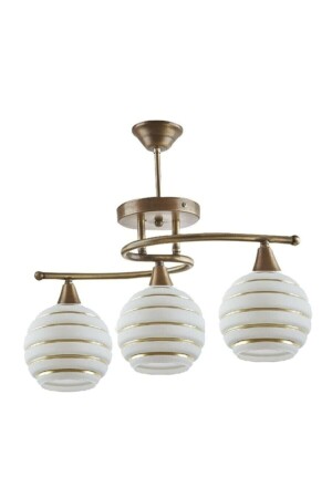 Antique Plophonier Rustic Modern Gold Detailed Glass 3-Plus Chandelier Uzay3lü2046 - Modavize