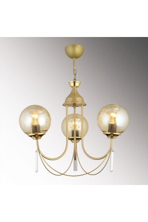 Antique Poppy 3-Piece Honey Ball Glass Luxury Up-Facing Crystal Stone Chandelier SNSZ81110106 - SONSUZ AYDINLATMA&AVİZE