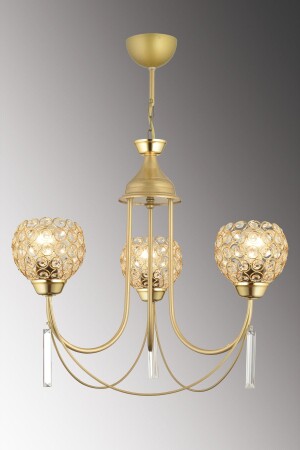 Antique Poppy 3-Piece Optigon Head Luxury Up-Facing Crystal Stone Chandelier SNSZ81110126 - SONSUZ AYDINLATMA&AVİZE