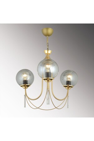 Antique Poppy 3-Piece Smoked Globe Glass Luxury Upward Facing Crystal Stone Chandelier SNSZ8111010 - SONSUZ AYDINLATMA&AVİZE