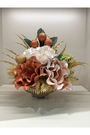 Antique Striped Vase with Artificial Flowers No:2 - Tasarimhmoda
