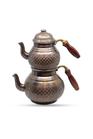 Antiqued Copper Baklava Model Teapot TYC00788514592 - ANTEPSEPETİ