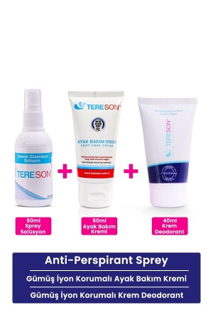 Antitranspirant-Spray 50 ml + Silberionen-Schutzcreme-Deodorant + Anti-Geruch-Fußpflege - Tereson