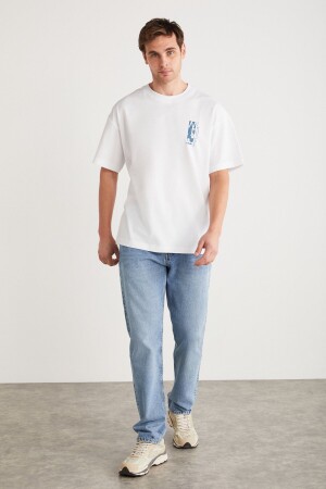 ANTONIO Herren-T-Shirt aus 100 % Baumwolle, kurzärmelig, vorne bedruckt, in Übergröße, weiß - Grimelange