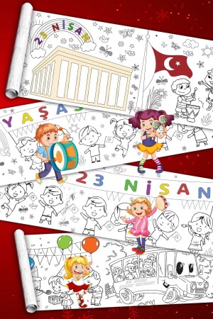 April 23 Children's Day - Giant Coloring Paper - Painting Roller - Large Size 5 Meters Length - Popşeker