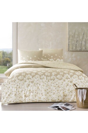 April Ranforce Single Duvet Cover Set Beige APRİL - Taç