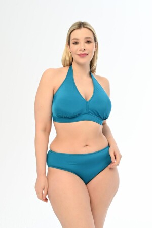 Aquaviva Damen-Bikiniset „Elena“ in Petrolblau in Übergröße mit Neckholder und Triangel-Ausschnitt - Aquaviva