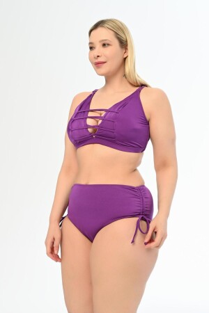 Aquaviva Kadın Mor Büyük Beden Venezıa Çapraz Ipli Dekolte Bikini Takımı - Aquaviva