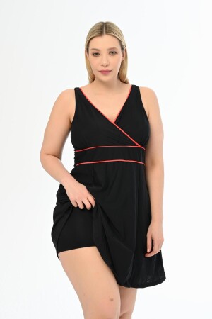 Aquaviva Women's Black-red Plus Size Alesta Dress Swimsuit with Shorts - Aquaviva