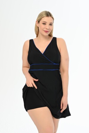 Aquaviva Women's Black-Sax Plus Size Alesta Dress Swimsuit with Shorts - Aquaviva