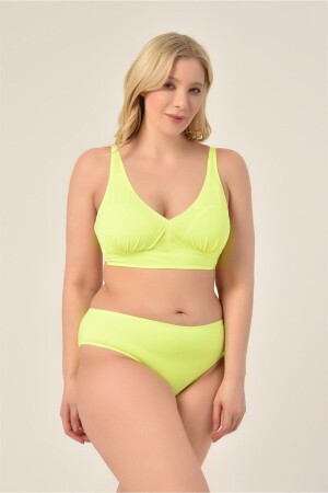Aquaviva Women's Neon Green Plus Size Triangle Slim High Waist Bikini Set - Aquaviva