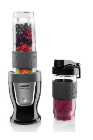 AR1032 Shake'n Take Personal Smoothie Blender - Black (300 W - 2 Bottles) - Arzum