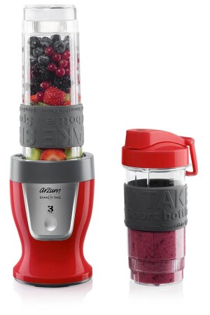 AR1032 Shake'n Take Personal Smoothie Blender- Red (300 W- 2 Bottles) - Arzum