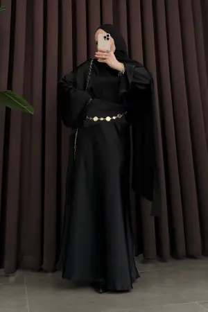 Arabic Loov Satin Skirt Set Black - Nuuwears