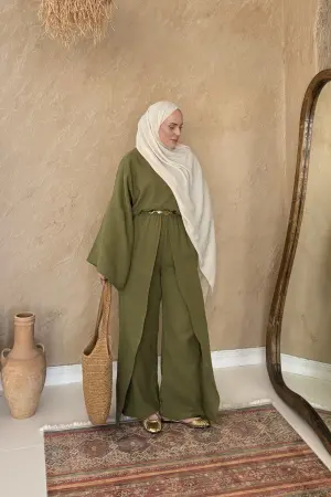 Arabischer Musselin-Jumpsuit in Khaki - Nuuwears