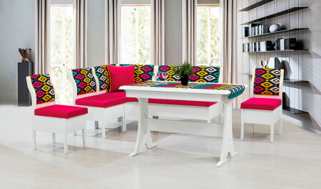 Aras Kitchen Corner Set - Pink - Cadde Yıldız