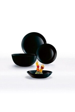 Arcopal Zelie Schwarzes 18-teiliges Tafelservice für 6 Personen. TYC00546394733 - Luminarc