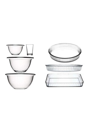 Arda Turkmen Preparation Bowl - Pyrex Tray Set 7 Pieces Fma05289 Fma03121 Fma04596 size012 - Paşabahçe