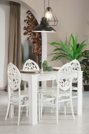 Arda / Venus Kitchen Table Set 1 Table 4 Chairs - White - Sandalie