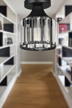 Arel Crystal Ceiling Mounting Single Chandelier Black BEG0763 - Begüsa