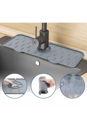 Arispa Gray Water Trap Faucet Mat For Kitchen Bathroom Protective Faucet Sink Mat Dish Sponge Mat - Earabul