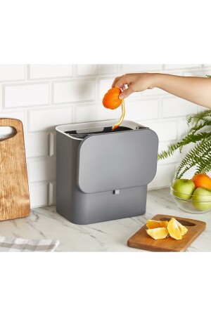 Arispa Origa Functional Covered Bathroom and Kitchen Countertop Trash Can with Cabinet and Wall Mount 15 Lt Aris-5242 - EARABUL