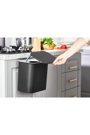 Arispa Origa Functional Covered Bathroom and Kitchen Countertop Trash Can with Cabinet and Wall Mount 15 Lt Aris-5242 - EARABUL