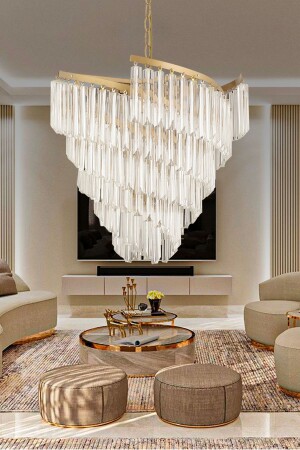 Arizona Eskitme Kristalli, Taşlı Modern Tasarım Kristal Salon Avize 3715-01-FR - Apliqa