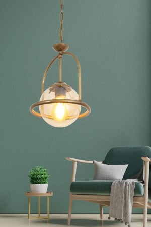 Arkas Single Antique Honey Glass Pendant Lamp Children's Room Living Room Kitchen Chandelier ARKAS - Taşcan Aydınlatma