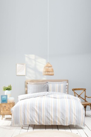 Arlo Blue Double Yarn Dyed Duvet Cover Set 200. 21. 01. 0581 - Karaca Home