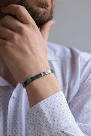 Armband aus geräuchertem Hämatitstein und Naturstein - Yamanuslu Aksesuar