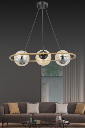 ARMİN 3-PIECE ANTIQUE MODERN BAL GLOP GLASS PENDANT LIGHT CHANDELIER - ESSLİGHT
