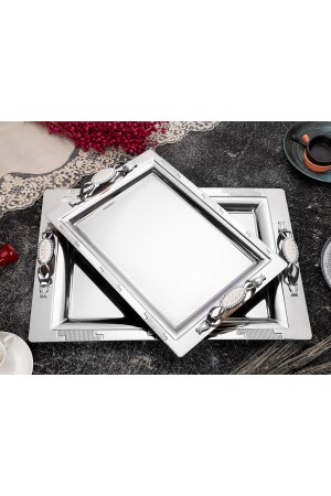 Armoni Gümüş Sultan 2-Piece Treat Serving Serving and Tea Tray SLT 02 - ÖZBURAK