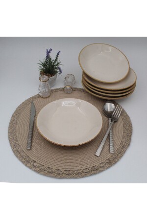 Arna 20 Cm Çukur Tabağı 6 Adet - Cappuccino ARN20TC057 - Arna Porselen