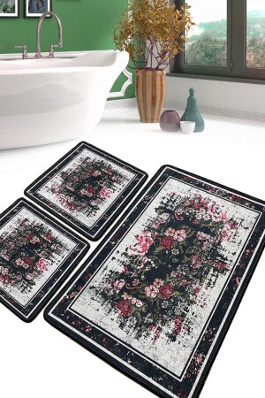 Arrosa Banyo Halısı Djt 3 Lü Set Banyo Halısı Paspas Yıkanabilir Kaymaz - Chilai Home