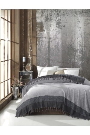 Artemis Organic Cotton Woven Double Gray Pike 200x250cm (picnic-beach-bed-sofa Cover) - Wellstil