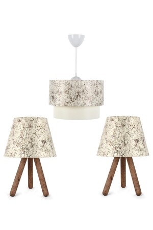 Artgift 3 Piece Cake Chandelier and Lampshade Set Olive Branch Pattern Fabric 1071770 - HOMİNG