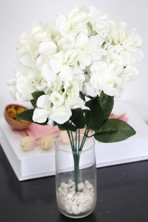 Artificial 7 Branched Hydrangea Bunch 35 cm White - Yapay Çiçek Deposu