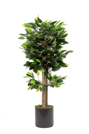 Artificial Benjamin Tree with Dense Leaves in Gray Pot - Yapay Çiçekçiniz