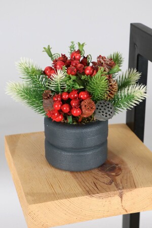 Artificial Cocaine Pomegranate Arrangement in a Concrete Pot New Year Concept 6 - Yapay Çiçek Deposu