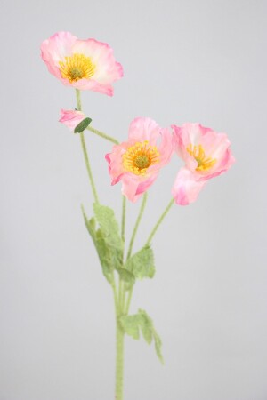 Artificial Flower 4 Pack Poppy Branch 60 cm Light Pink - Yapay Çiçek Deposu