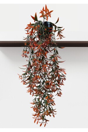 Artificial Flower Black Potted Orange Dense Branch Pendant Lamp - Lilac Home