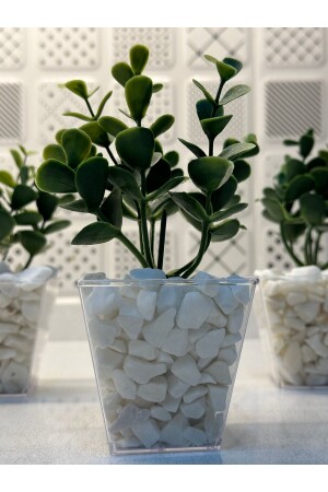 Artificial Flower DIY 3-Piece Eucalyptus in Cubic Pot with Decorative Stone Detail - Lilac Home