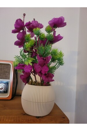 Artificial Flower in Pot with Natural Stone Moss Decorative Pot Table Flower Decor Small Size - La Bella Bazar