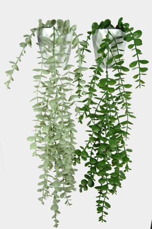 Artificial Flower Pastel and Green Eucalyptus Pendant Set with 16 Leaves in a Diamond Pot - Gidipo
