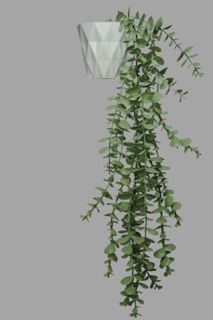 Artificial Flower White Diamond Single Branch in a Pot with 16 Leaves Pastel Green Eucalyptus Pendant Lamp - Lilac Home