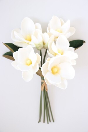 Artificial Luxury Latex Magnolia Bunch 33 Cm White - Yapay Çiçek Deposu