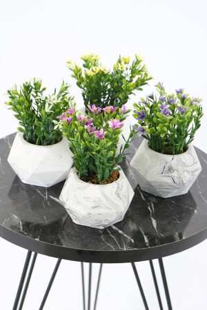 Artificial Plant in Concrete Pot Set of 4 Model 4 - Yapay Çiçek Deposu