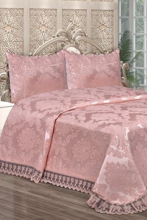 Artil Bedspread Double Dowry Box Lace Powder CYZYATK4 - Çt Çeyizci Tekstil